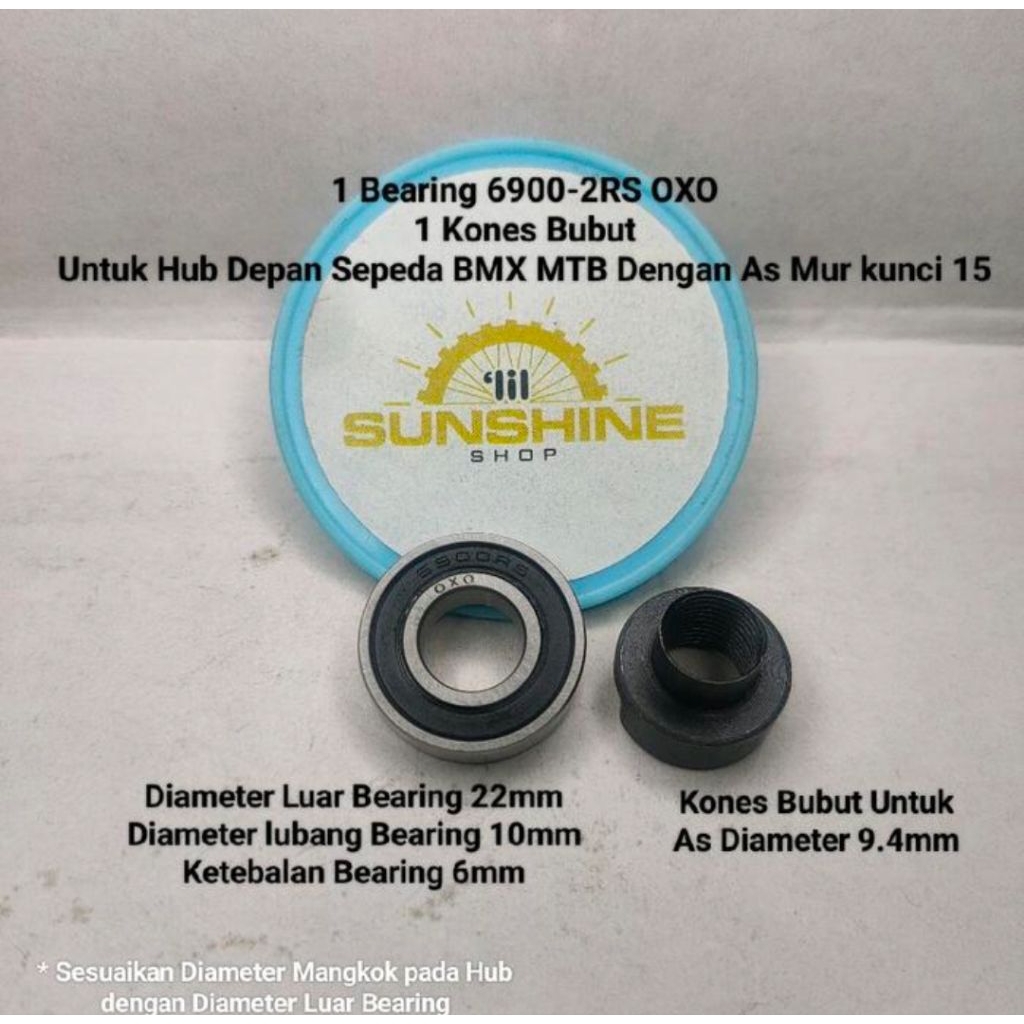 Bearing Klaher 6900 Plus Kones Bubut Untuk Hub Roda Depan Sepeda BMX MTB As Mur Kunci 15
