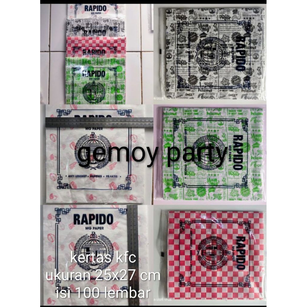 GROSIR 1 DUS Mix 4 motif ukuran 25x27 cm kertas bungkus anti air dan minyak isi 100 lembar