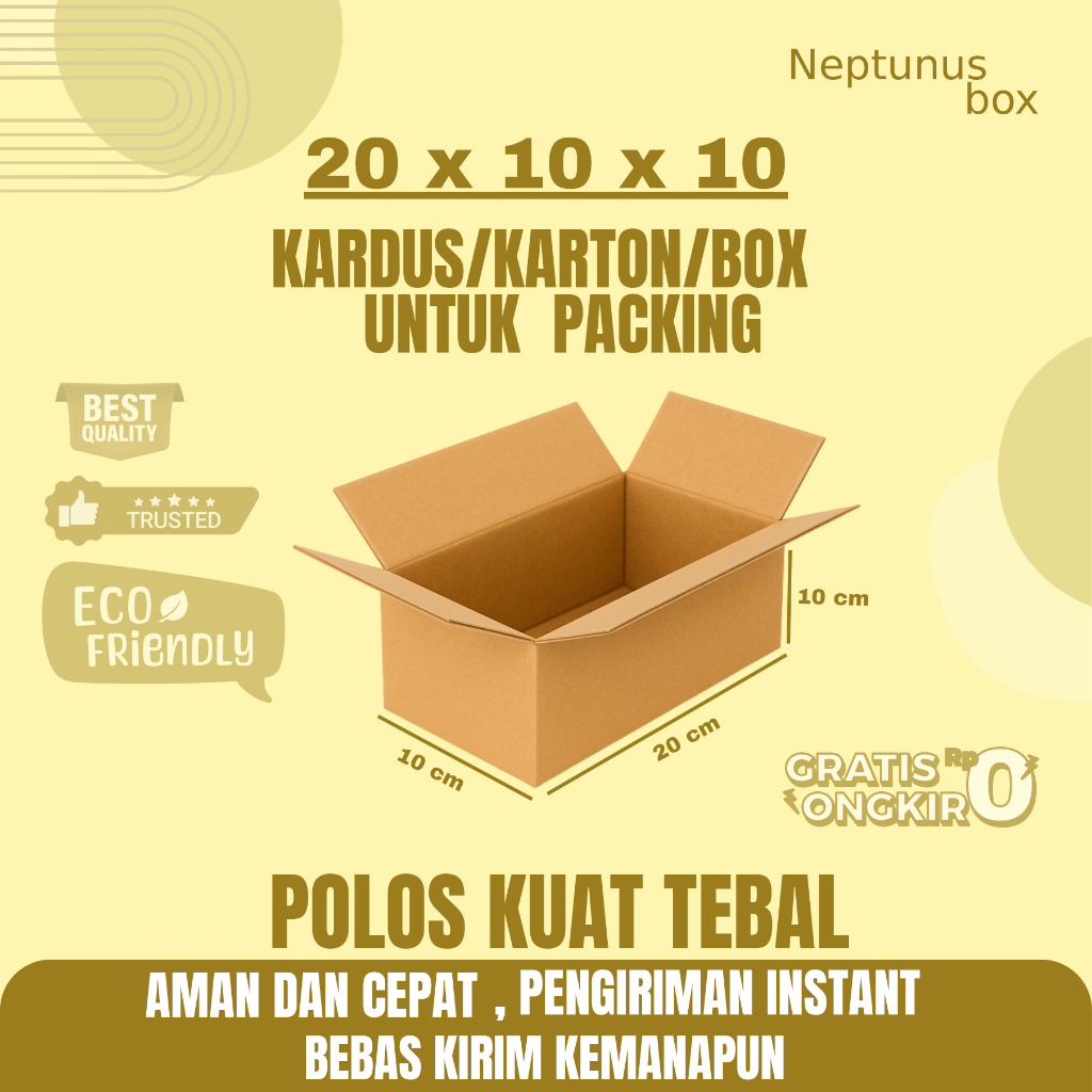 

Kardus Packing Ukuran 20x10x10 Polos Box Cogurated tebal kuat