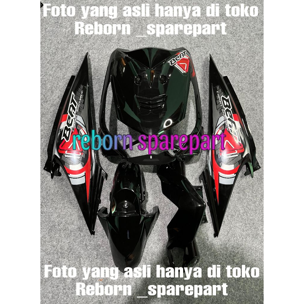 cover full body halus Honda beat karbu hitam plus stripping 2009 - body beat karbu hitam 2008-2009