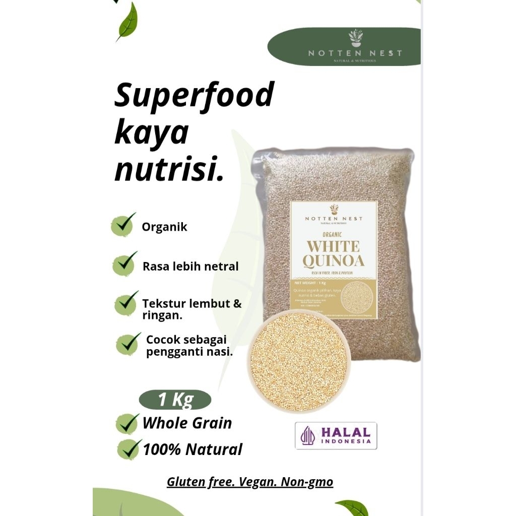 

White Quinoa 1 Kg - Quinoa Putih Premium Superfood - Makanan Sehat Bebas Gluten