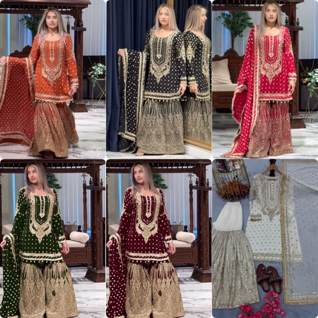 PO 1 BULAN (  M - 2XL ) , Baju India lengkap , Sharara India