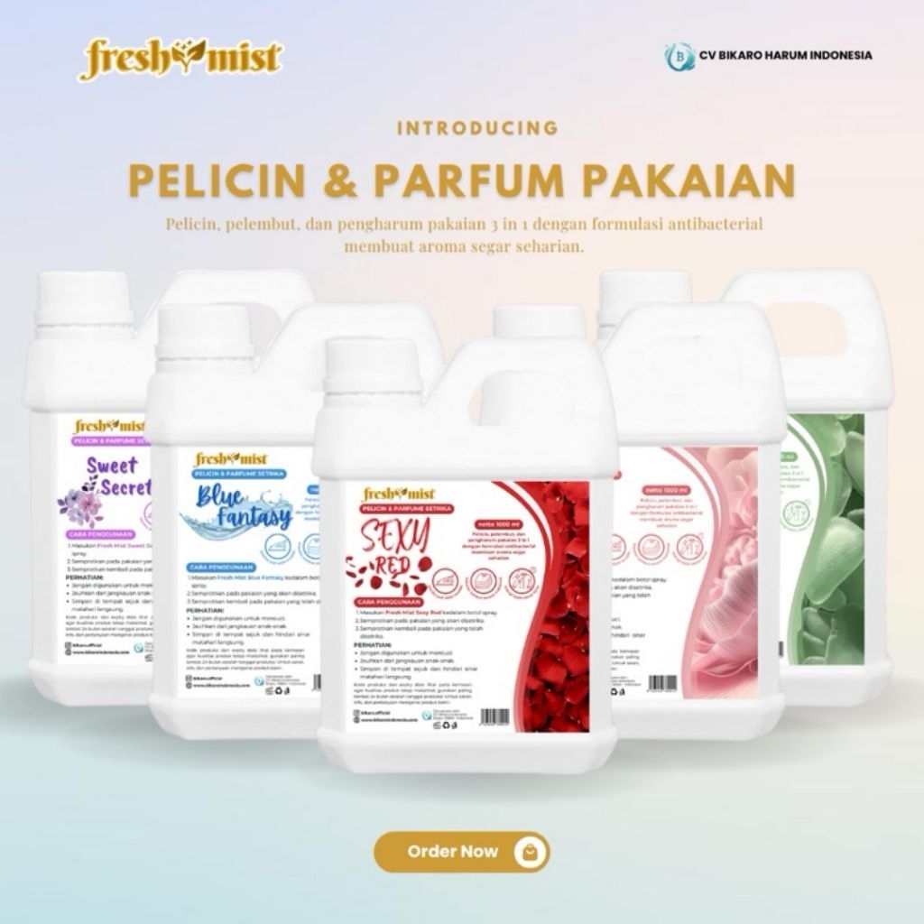 Pelicin setrika pelembut pewangi setrika parfum laundry 1 liter