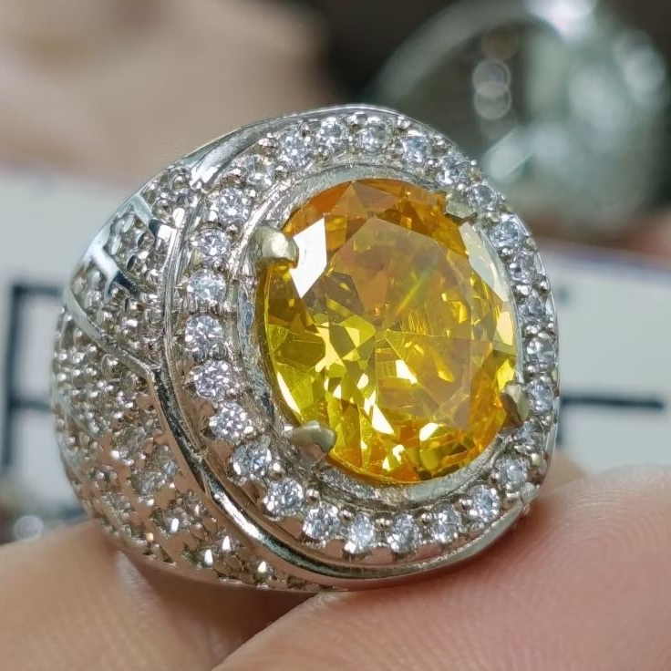 NATURAL YELLOW TOPAZ RING MICROSETTING ICN TAPER DABEL PLAT