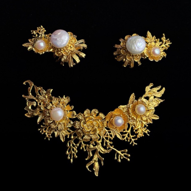 TAKSU BALI JEWELRY - Set Bros Alpaka Bali Model Akar Lapis Emas