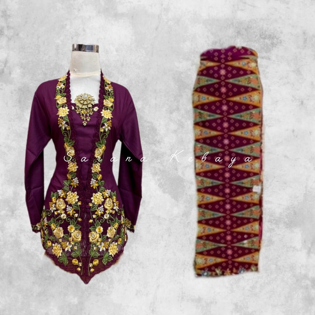 Set kebaya encim wanita // Kebaya encim bordir // Kebaya encim kancing tiga // Kebaya modern