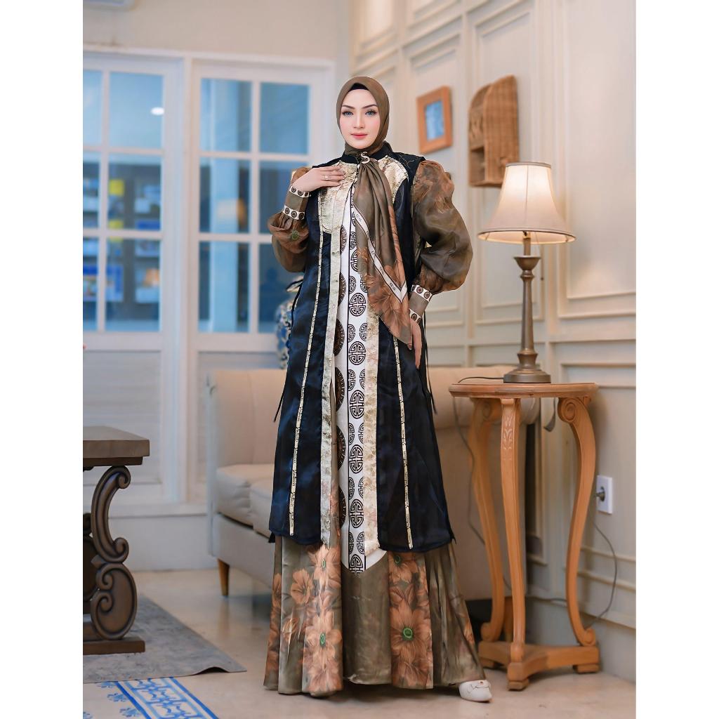 AZKADINA OUTER series  BY.  YODIZEIN EEVA SYARI ORIGINAL TERBARU / GAMIS SET MEWAH