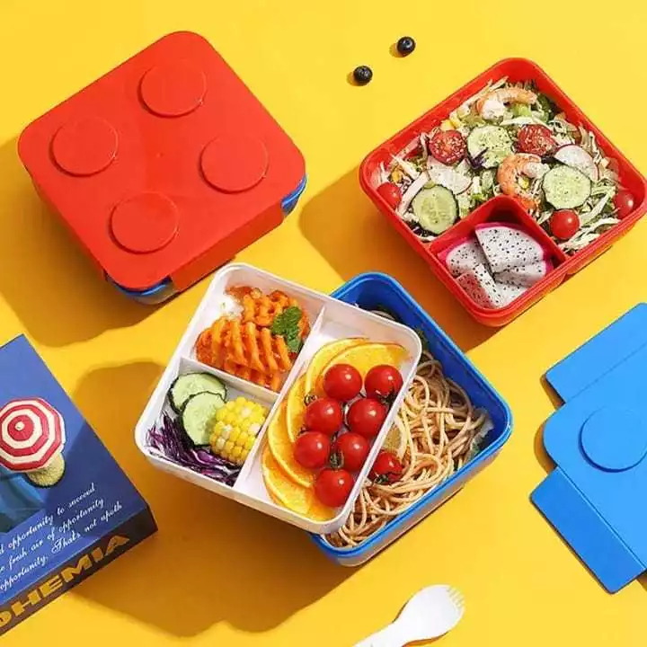Kotak Makan Lego Anti Tumpah Lunch Box Sekat Model Anak Tepak Bekal Plastik Food Grade Tahan Panas M