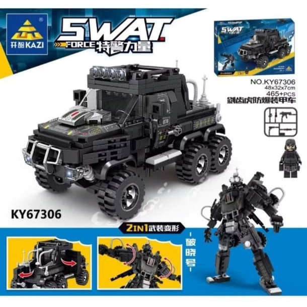 bricks robot 2in1 SWAT FORCE DEFORMATION lego bongkar pasang block