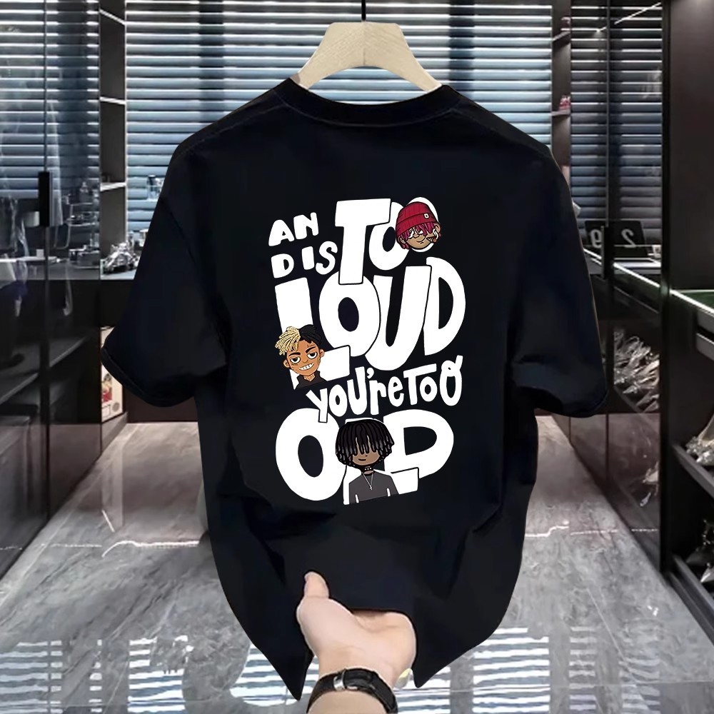 Baju Kaos dengan Desain Streetwear Unik - Motif Kartun & Slogan, Hitam & Putih #fashion#OOTD