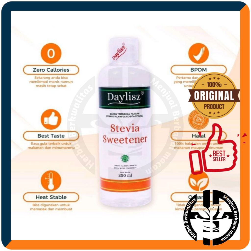 

Daylisz Stevia Sweetener BPOM 100% Original Tambahan Pemanis Alami Isi 250 ml