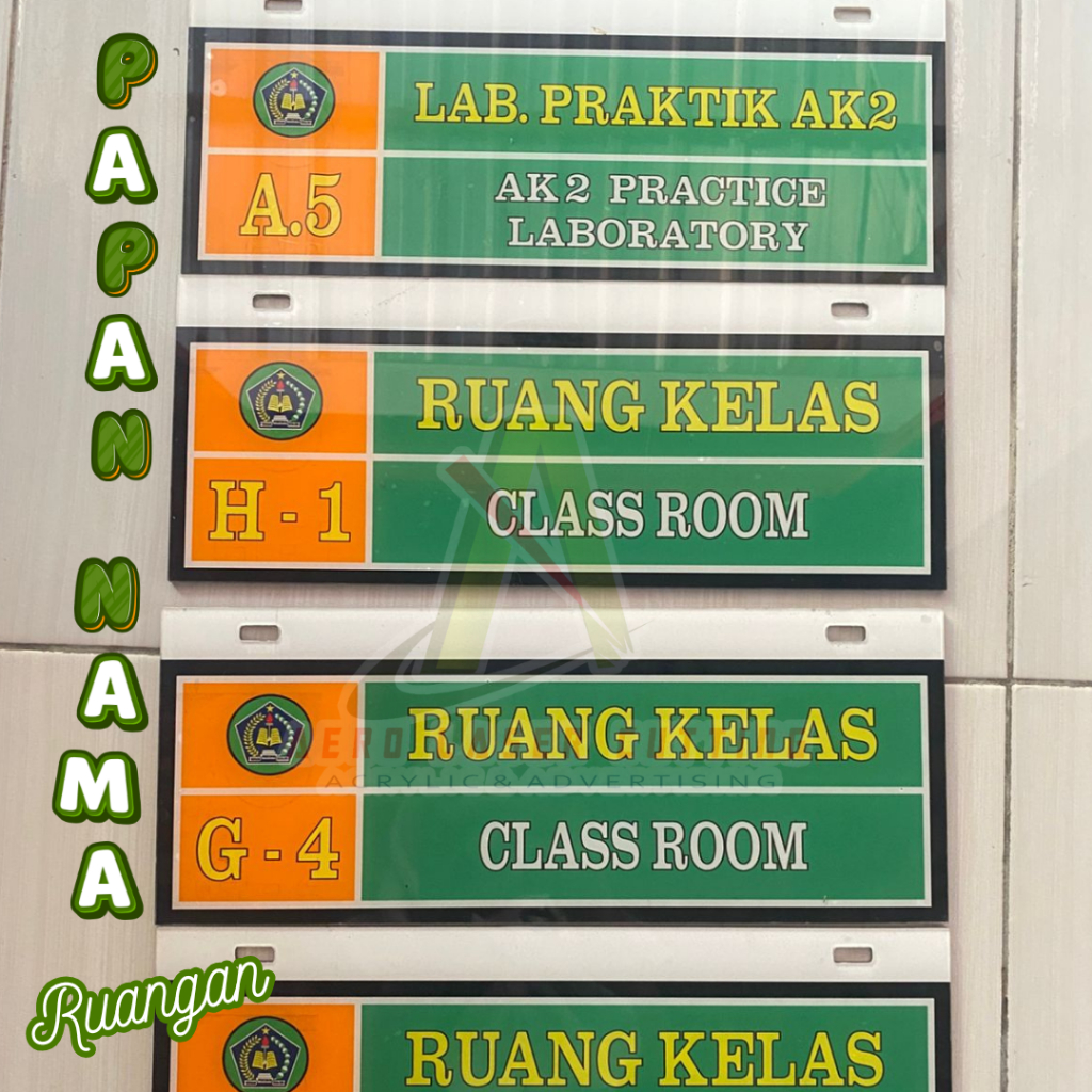 Papan Nama Siap Pasang Penanda Ruangan Kelas Sekolah Universitas Petunjuk Dll -SGN / CUSTOM PAPAN NA