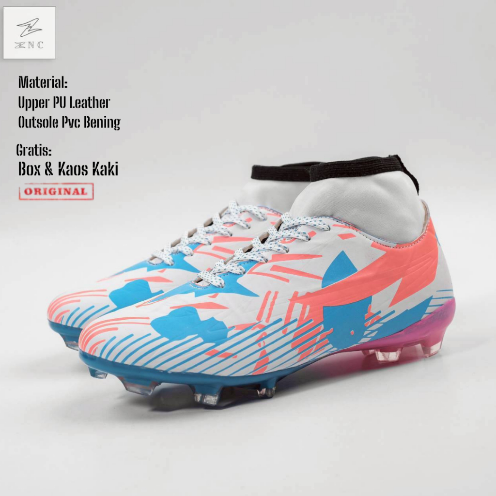 ZNC - Sepatu Sepak Bola Boot Original Asli Sol Bening Motif Keren Kekinian Lokal Bandung