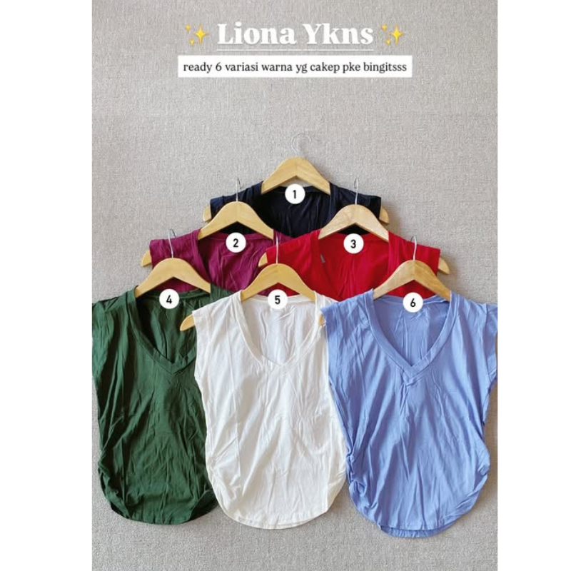 Aizora Kaos V Neck Tanpa Lengan Kaos Santai Wanita Polos / Liona YKNS