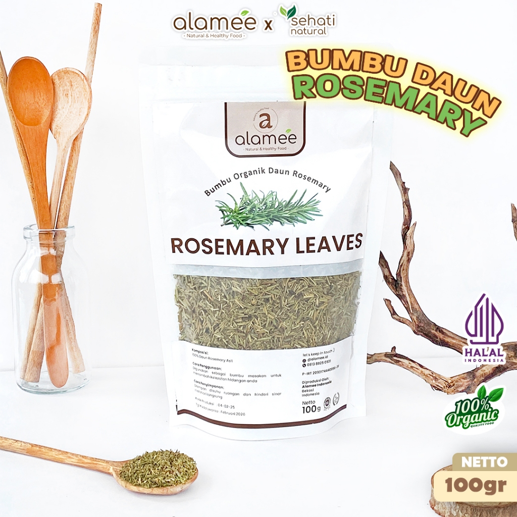 

ALAMEE Daun Rosemary Kering Dried Leaves Garnish Murni Asli Tanpa Campuran Bumbu Masakan Dapur 100g