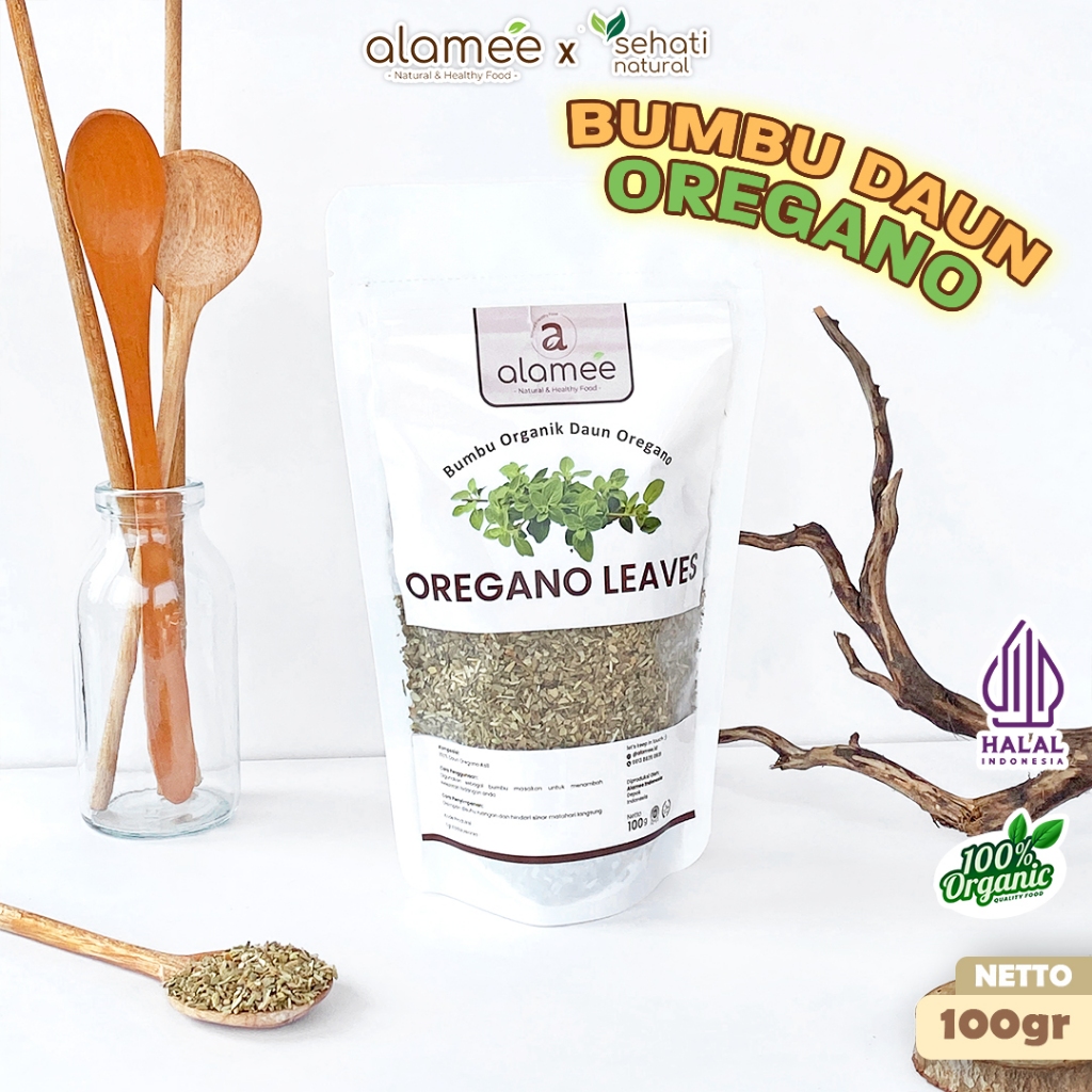 

ALAMEE Oregano Kering Dried Leaves Flakes Garnish Murni Asli Tanpa Campuran Bumbu Masak Dapur 100g