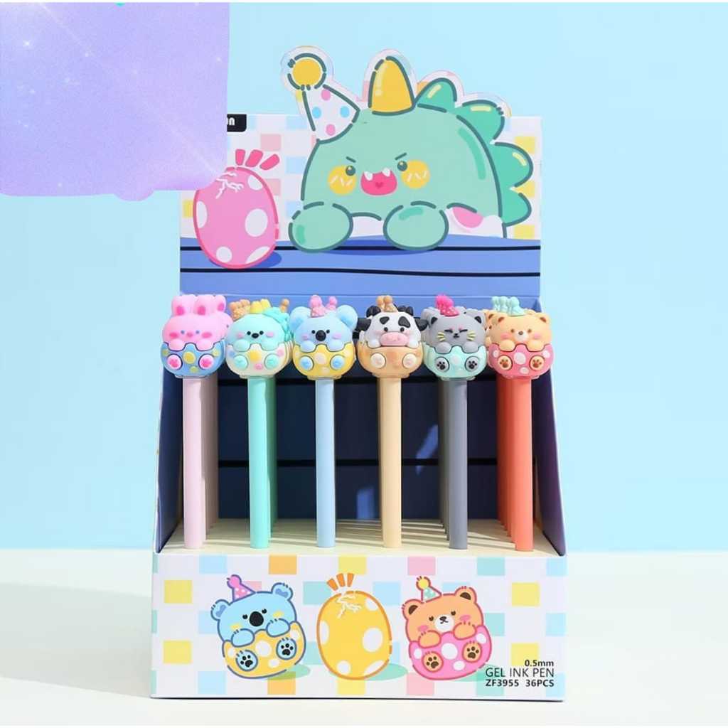 

ballpoint gel fancy rizqi animal karet EGG series telur pecah kode zf 3955 satuan