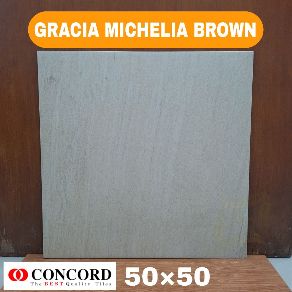 Keramik lantai murah 50×50 CONCORD Gracia misella brown keramik garasi, carport, teras