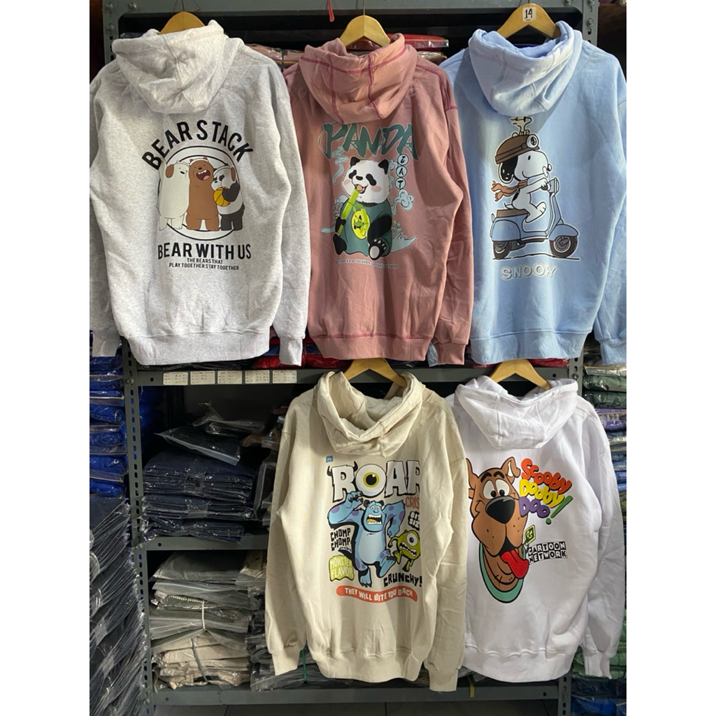 HOODIE ORIGINAL MOTIF KARTUN SCOOBY DOOBY DOO,PANDA, DLL