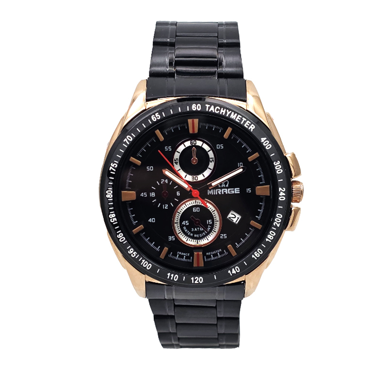 jam tangan Mirage 7614 Rosegold Black Man MDBBRBA