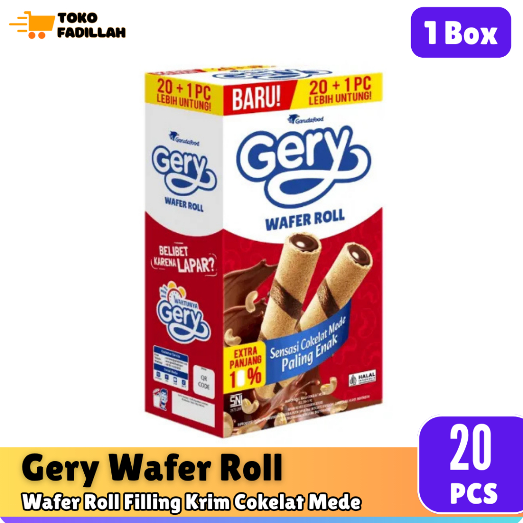 

Gery Wafer Roll Krim Cokelat Mede Box isi 20 pcs