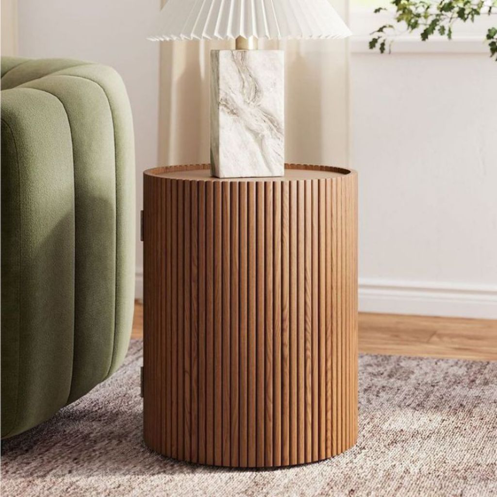 nakas kayu jati bulat meja nakas estetik