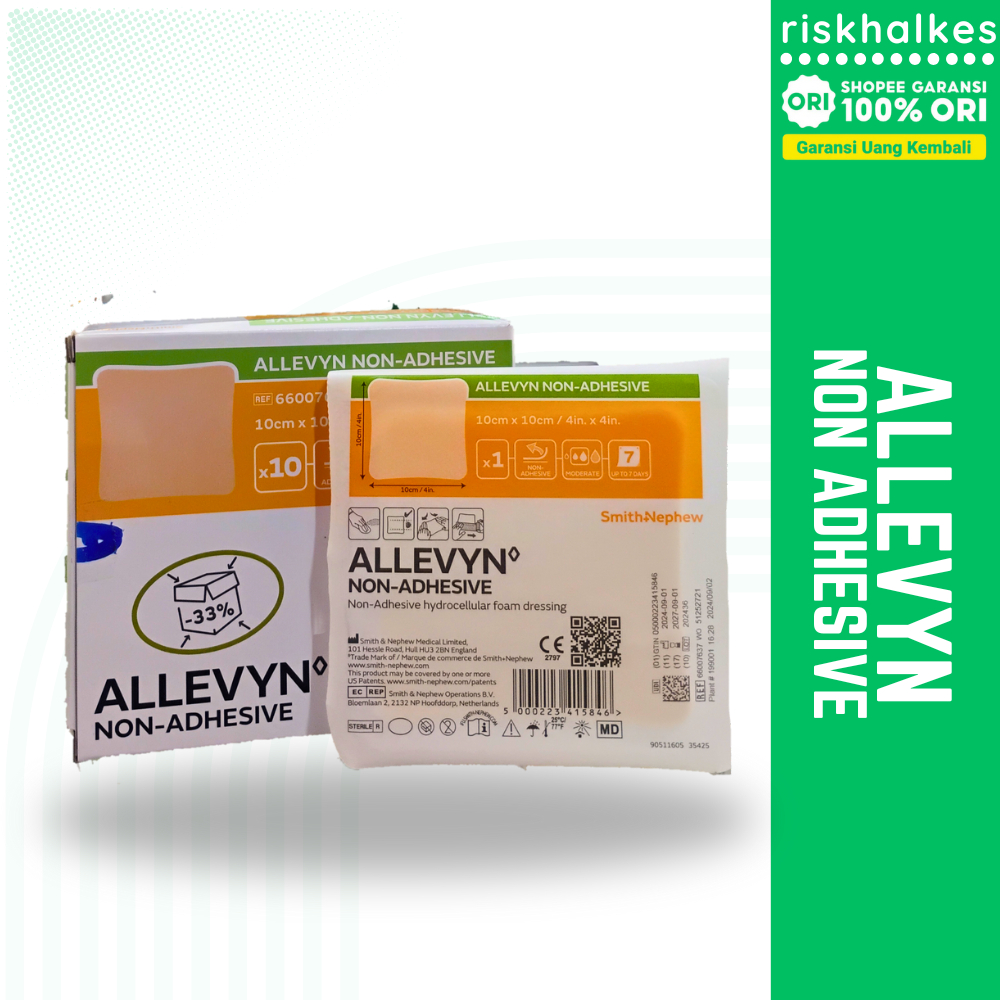 ALLEVYN Non-Adhesive 10 x 10 cm | Foam Dressing Luka Pasca Operasi | Absorben Tinggi | Hypoallergeni