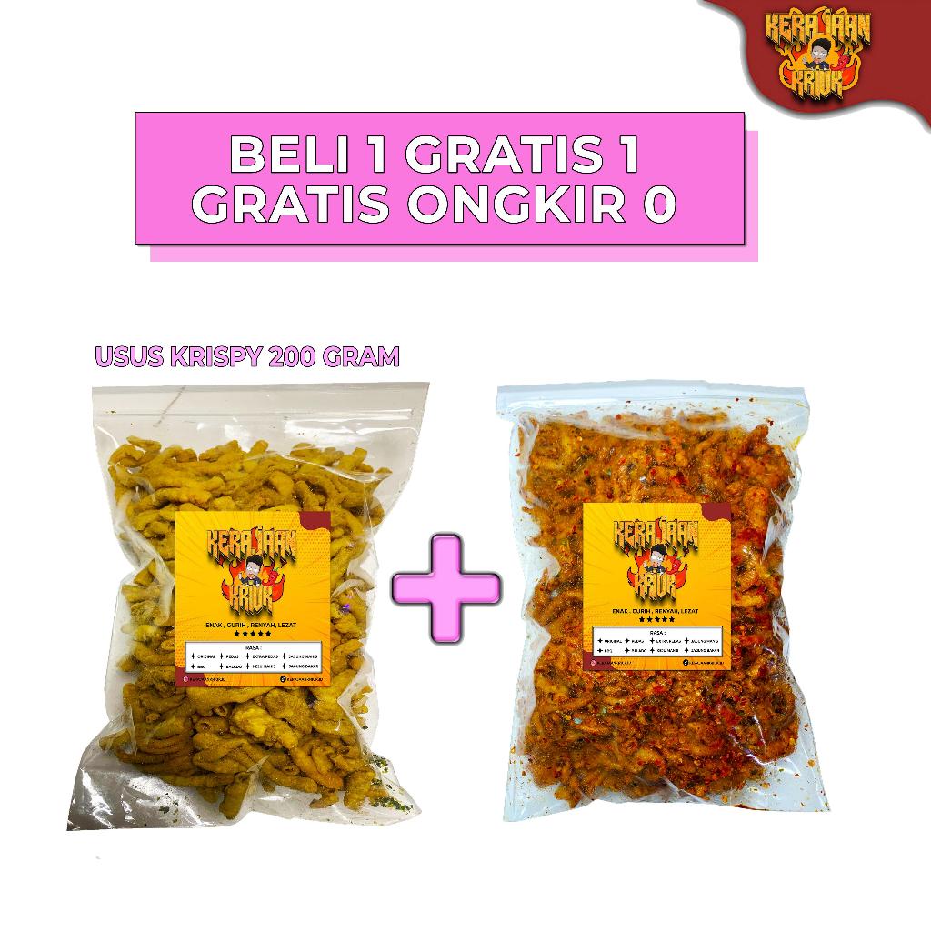 

KERAJAAN KRIUK - PROMO BELI 1 GRATIS 1 USUS KRISPY GURIH PEDAS DAUN JERUK CEMILAN 2O0 GRAM Ayam Food Snack Crispy Makanan Keripik Camilan Kripik