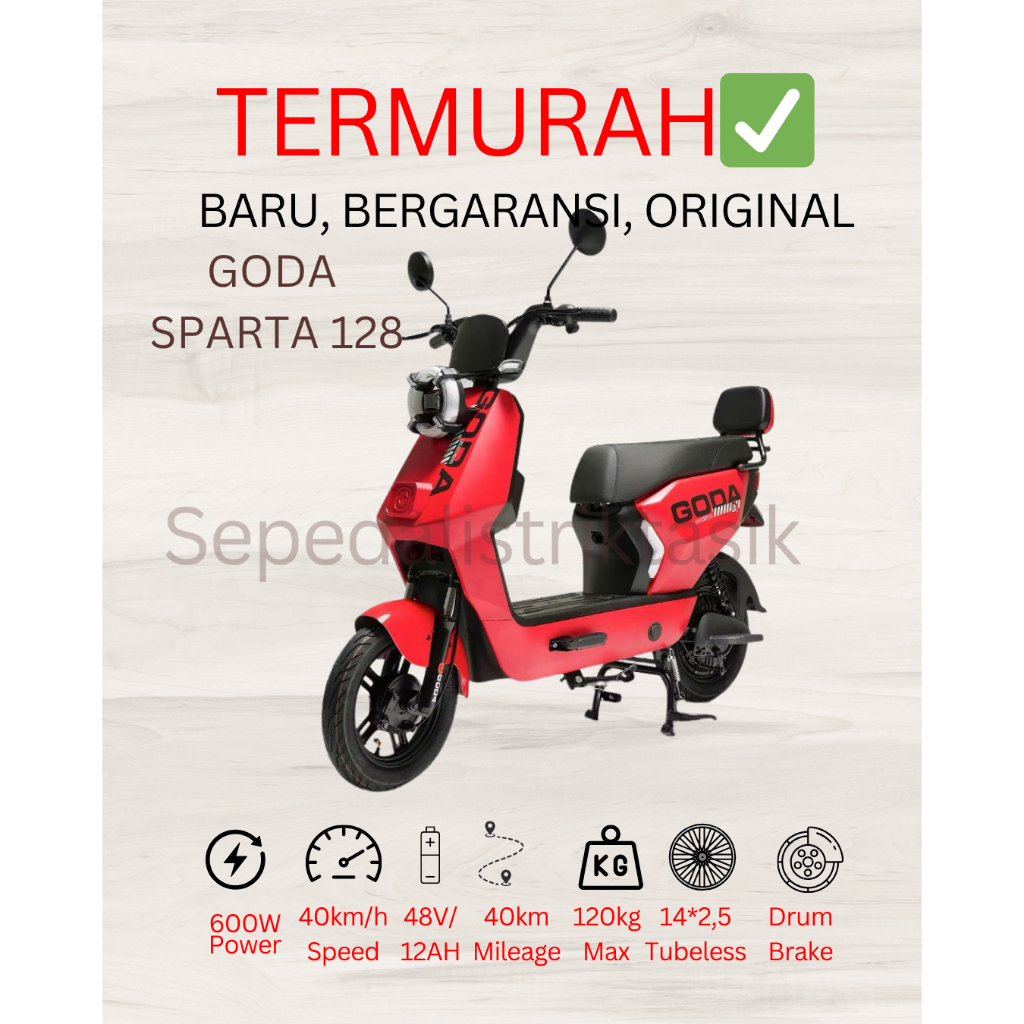 SEPEDA LISTRIK GODA SPARTA 128 - ORIGINAL - GARANSI RESMI - SEPEDA LISTRIK MURAH
