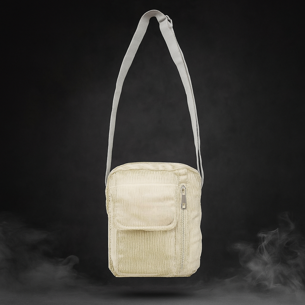 Tas Selempang - Sling Bag Kanvas Pria Basic Tekstur Corduroy Essential Broken White