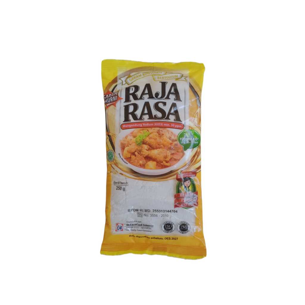 

Garam Masak Dapur Premium Halus Konsumsi Murni 250g Beryodium Kio3 Min. 30 Ppm / Raja Rasa
