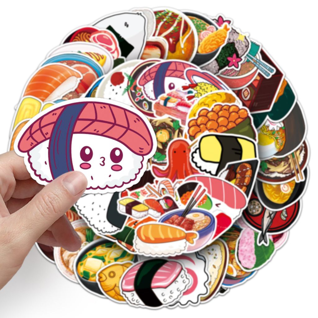 

[50 Pcs] DECO STICKER | STICKER DIY | JURNAL AESTHETIC [DS-92] SUSHI MAKANAN JEPANG Sticker Koper, HP Laptop Tumbler Komputer