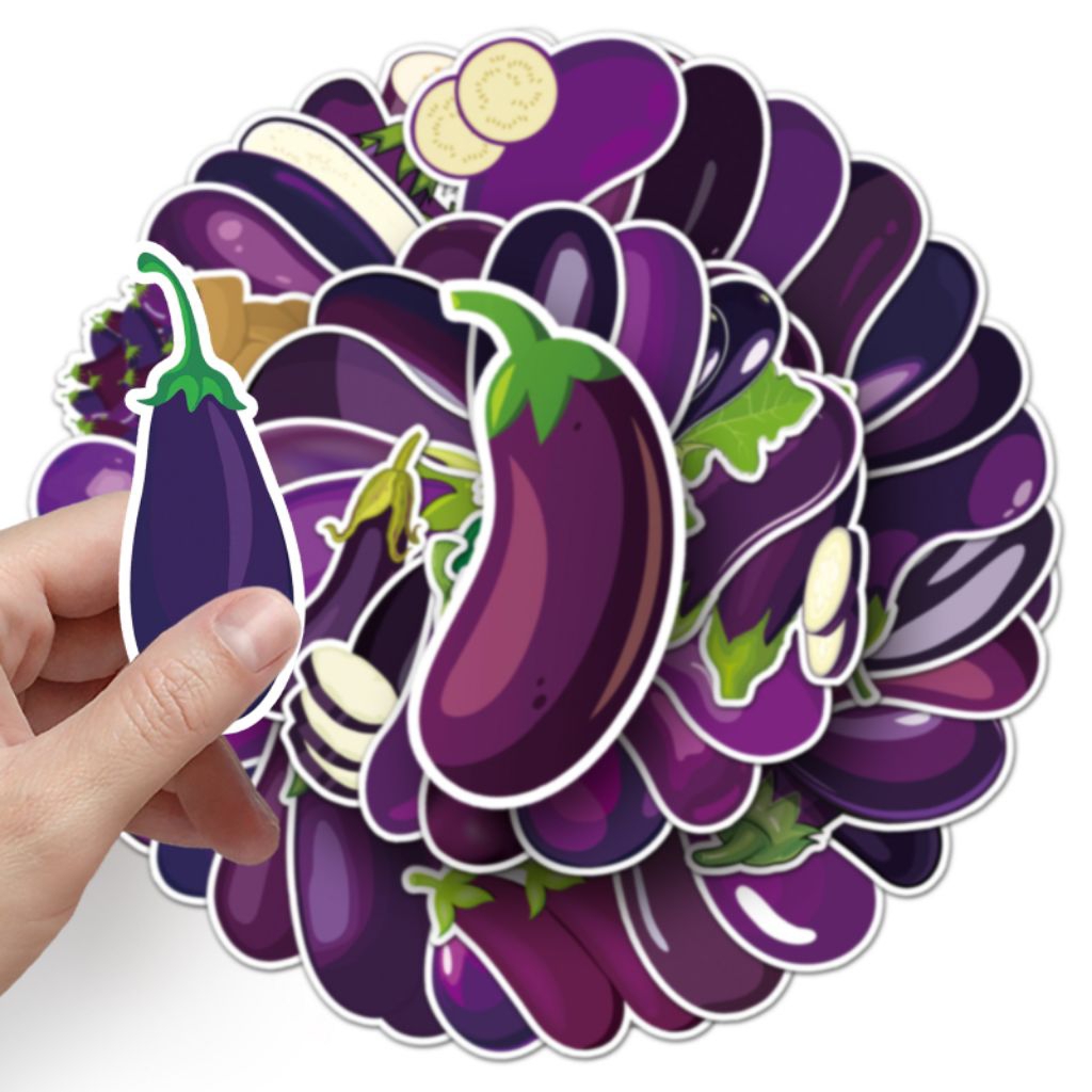 

[50 Pcs] DECO STICKER | STICKER DIY | JURNAL AESTHETIC [DS-136] TERONG UNGU FRUITS BUAH-BUAHAN SAYURAN Sticker Koper, HP Laptop Tumbler Komputer