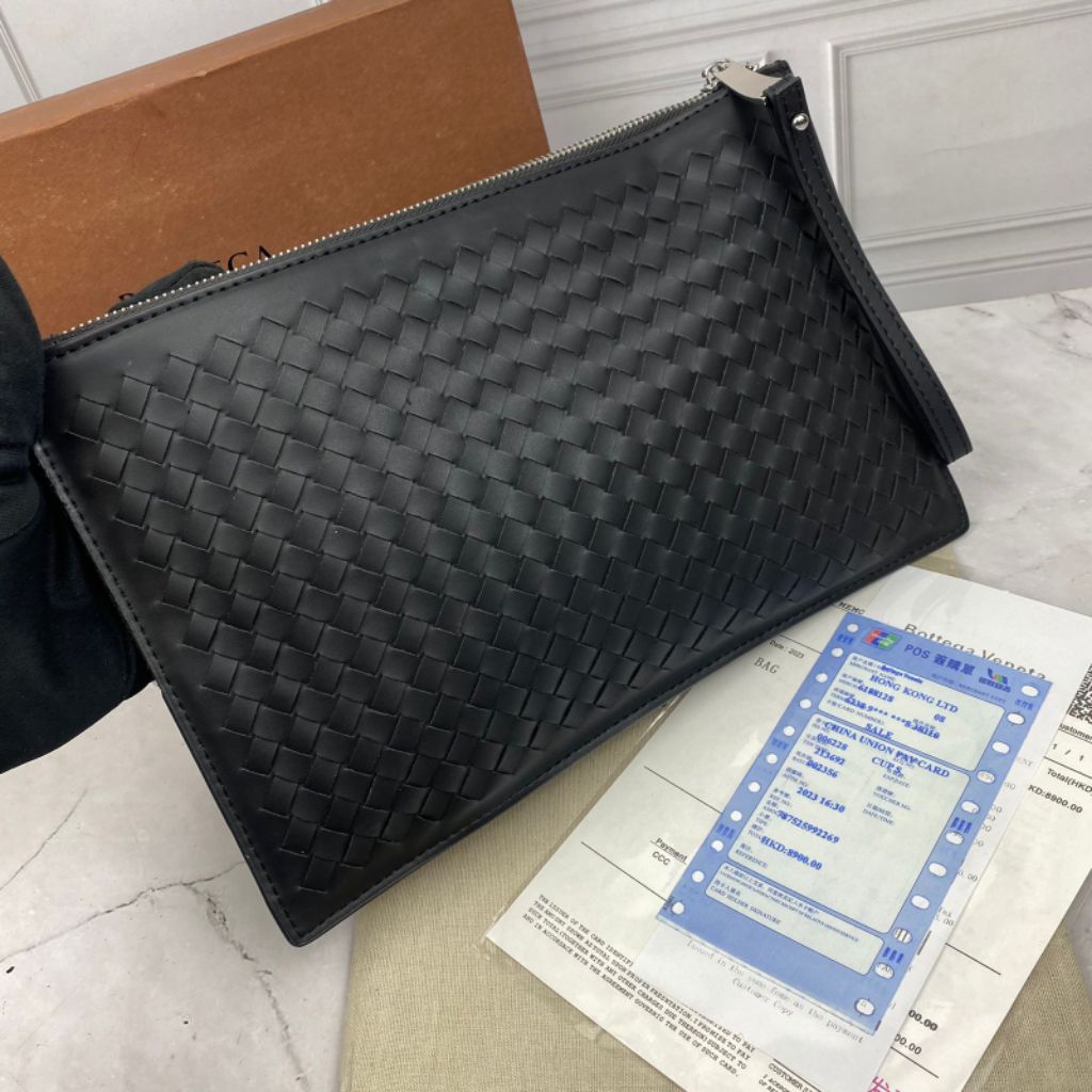 CLUTCH HANDBAG PRIA KULIT ANYAMAN TAS TANGAN BOVEN8987 MIRROR QUALITY