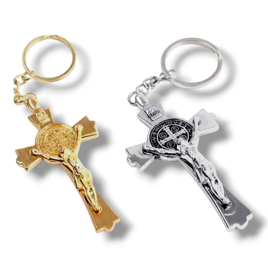 Gantungan Kunci Salib Benediktus Besi - Gantungan Kunci Salib