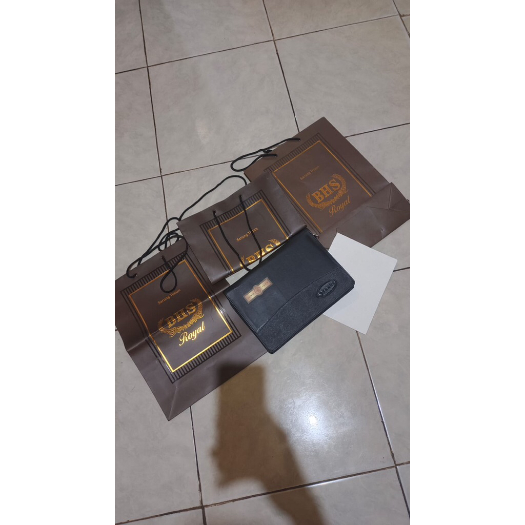 

paperbag & dompet bhs royal gold / silver dan tamer