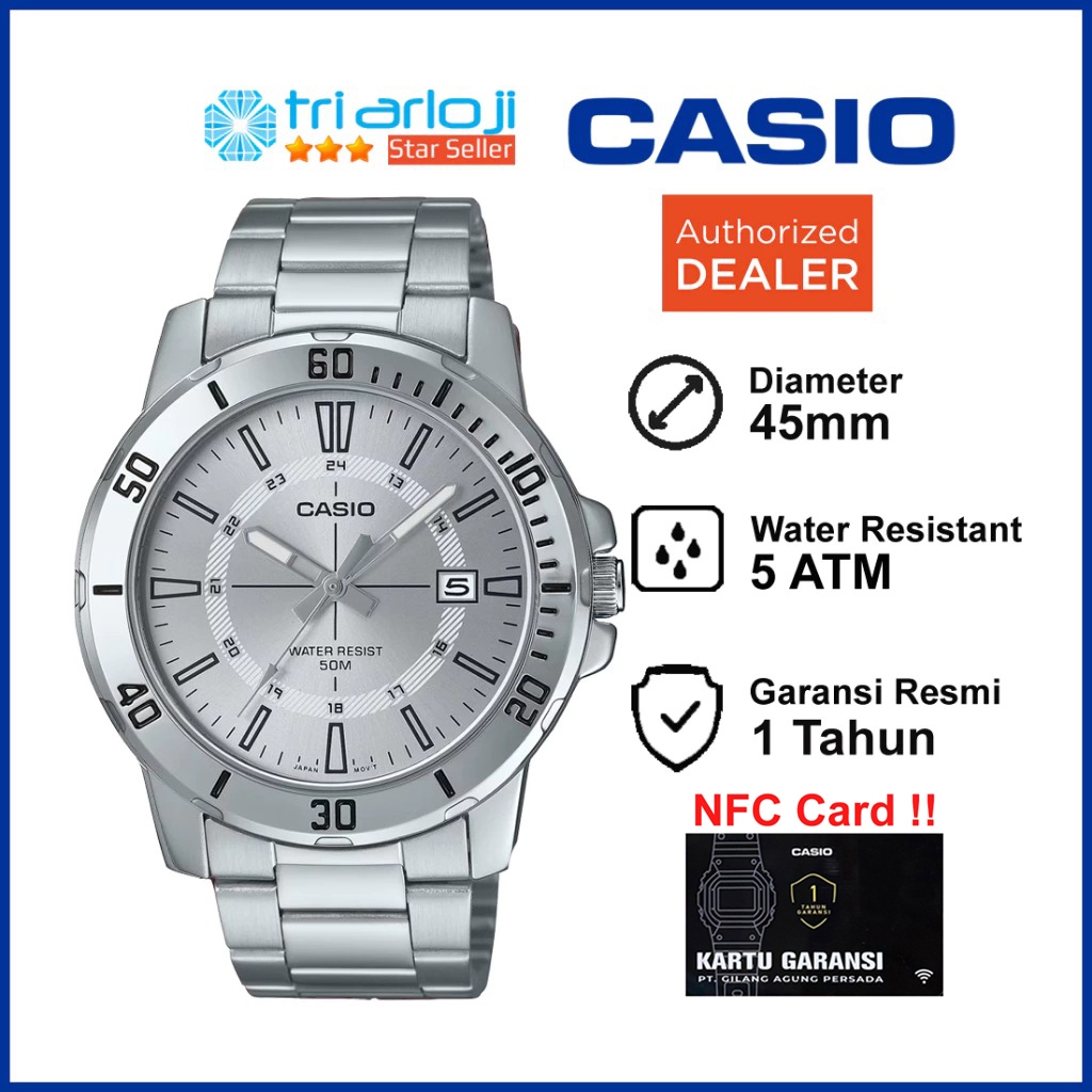 CASIO MTP-VD01D-7CVUDF Jam Tangan Pria Analog Tali Stainless MTPVD01D MTP-VD01D-7C