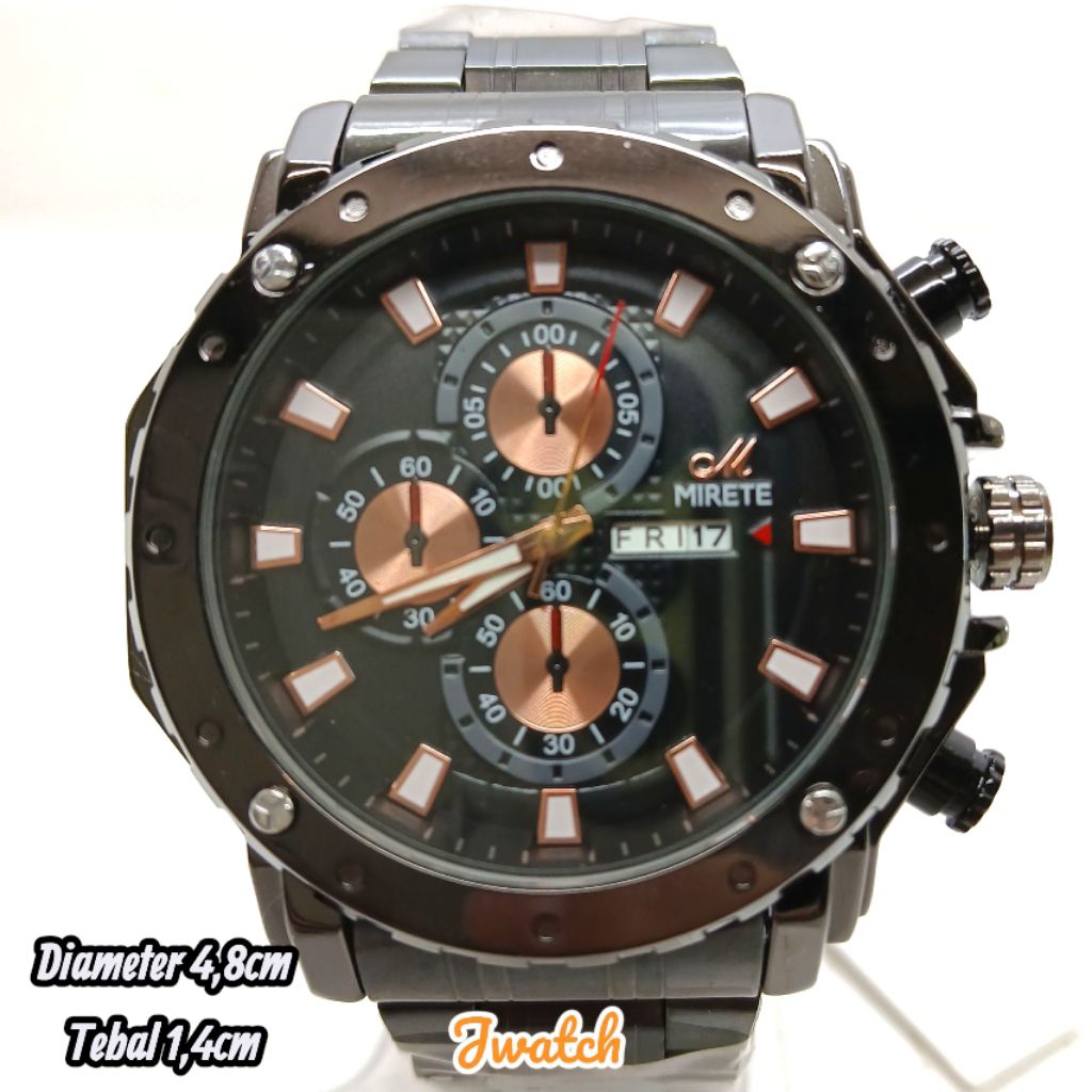 Jam Tangan PRIA MIRETE BLACK GOLD/SILVER GOLD