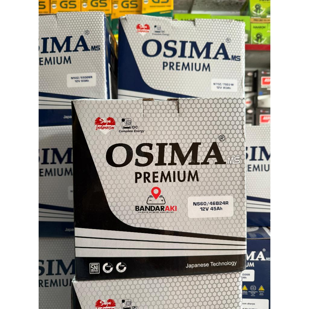 AKI 45 AMPER OSIMA NS60 (R / L ) JAMINAN 100% ORIGINAL