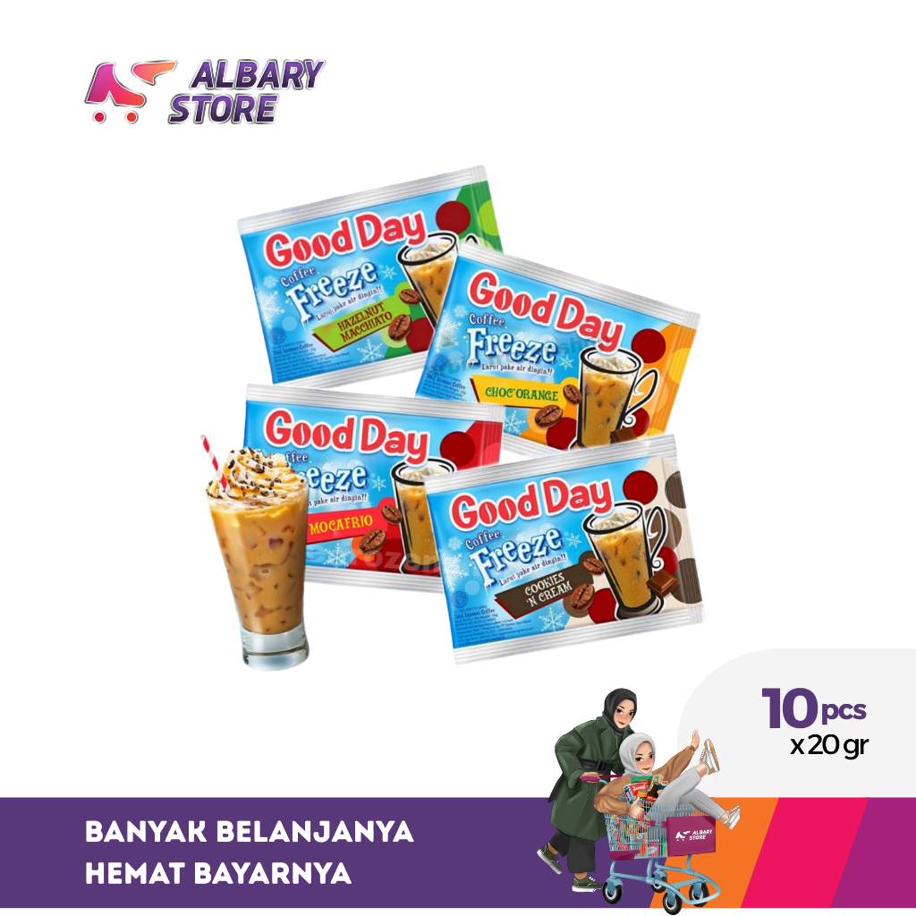 

Good Day Freeze Renteng | Mocafrio | Choc Orange | Machiato | Cookies n Cream (10 x 30 gr)