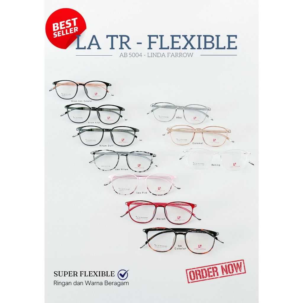 Kacamata Frame  AB5004 Linda Farrow – Ringan Lentur Unisex Pria Wanita, Banyak Pilihan Warna