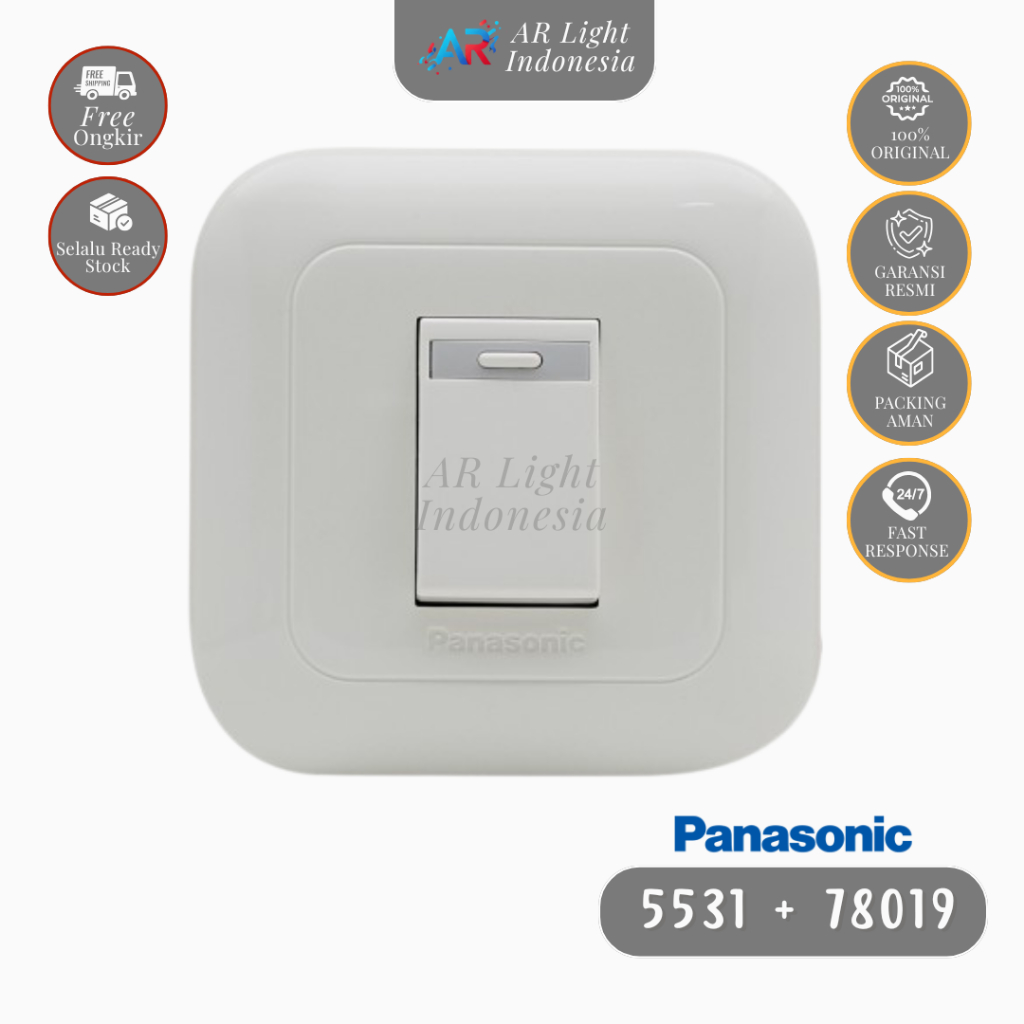 Saklar Engkel Panasonic WEJ78019 + WEJ5531 – Saklar Tunggal Putih With Frame Original
