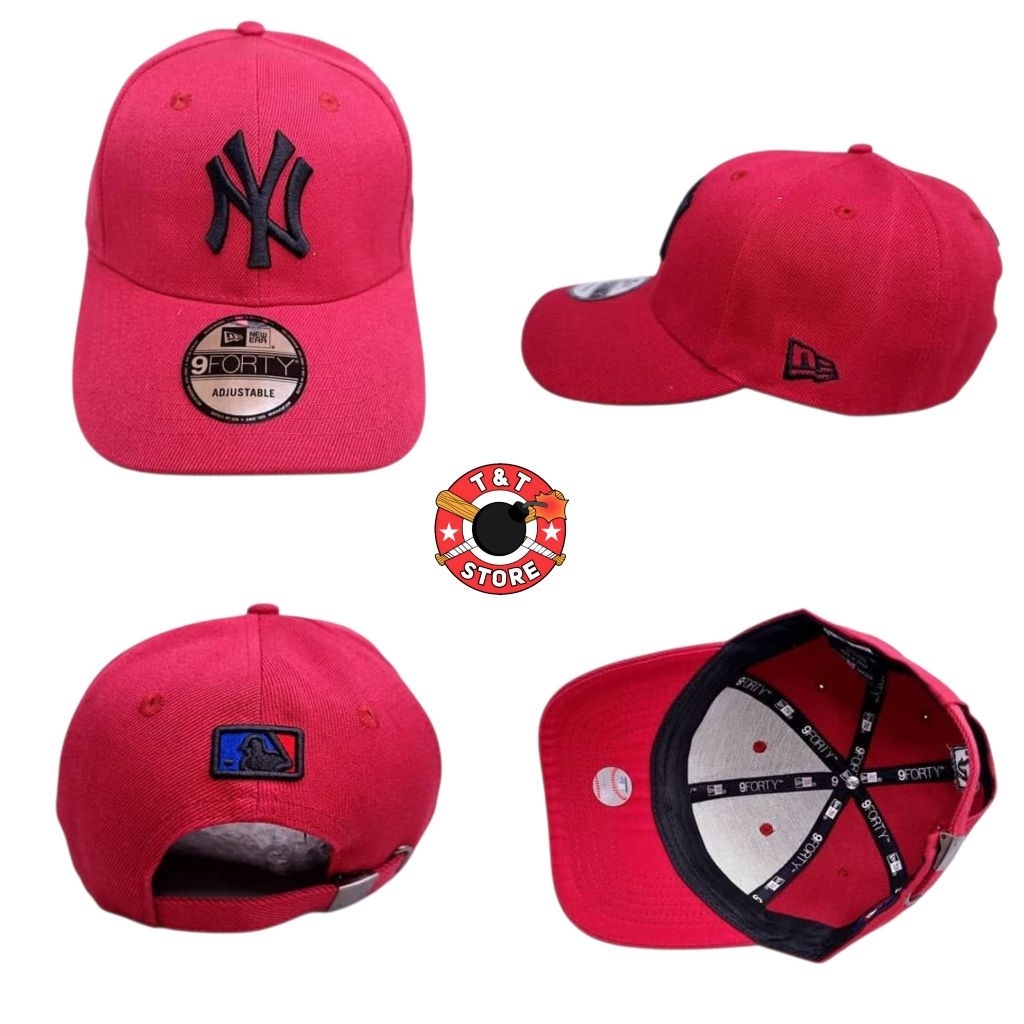Topi Snapback Melengkung NY Merah Maroon