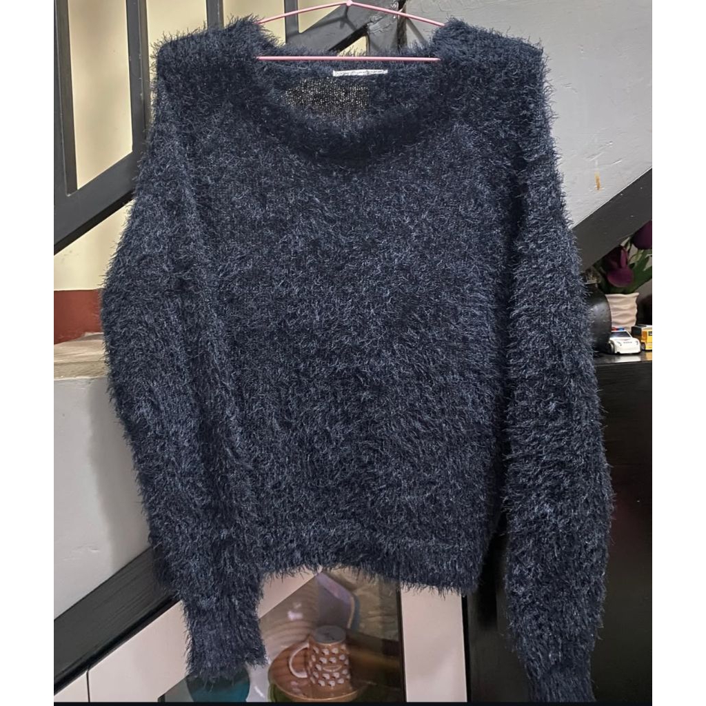Sweater, Fuzzy Bulu-Bulu, Cardigan, Croptop, Outer, Knitwear, Atasan