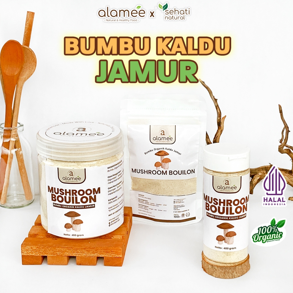 

ALAMEE Kaldu Jamur Bubuk Bumbu Dapur Organik Mushroom Powder Bouilon Penyedap Rasa SEHATI