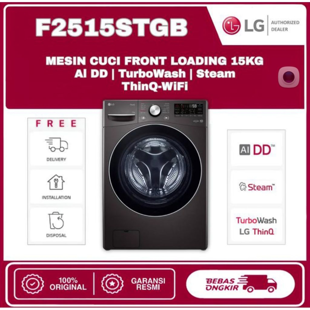 MESINCUCI LG 15 KG FRONT LOADING LG F2515STGB MESIN CUCI LG FRONTLOADING 15 KG LG 15 KG MESINCUCI
