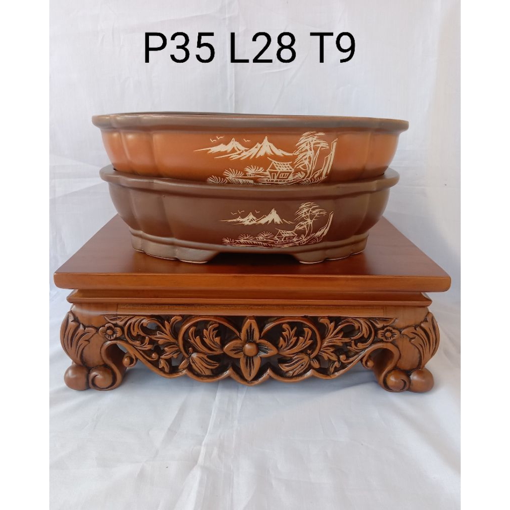 pot keramik bonsai oval