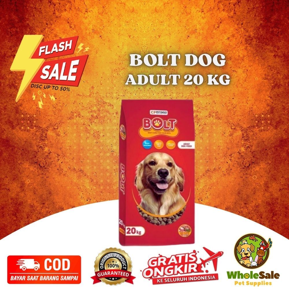 

23bagusmenshop - Bolt Dog Food Beef 20kg Makanan Anjing Kering Jumbo Murah Grab Gojek