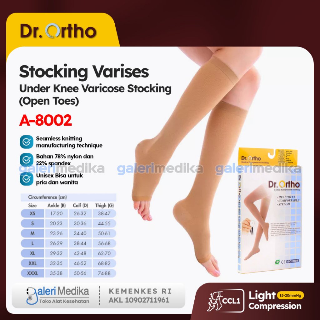 Stocking Varises Dr. ortho A-8002 Under Knee Stocking Open Toes