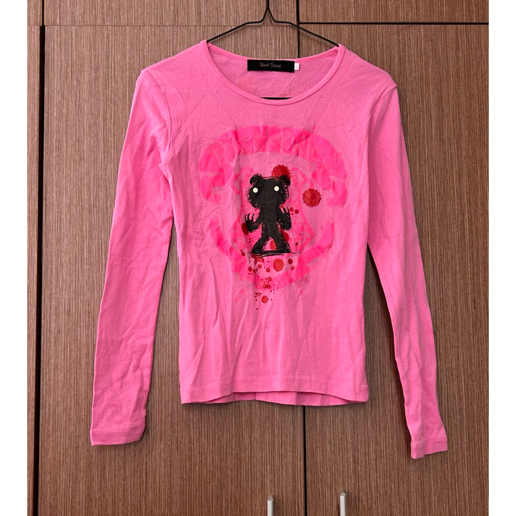GLOOMY bear rizel twice pink top lengan panjang y2k grunge pl preloved thrift